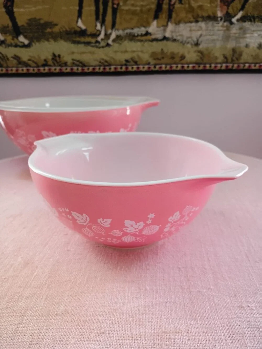 Vintage Pyrex Pink Gooseberry Cinderella Mixing Bowl Set of 4